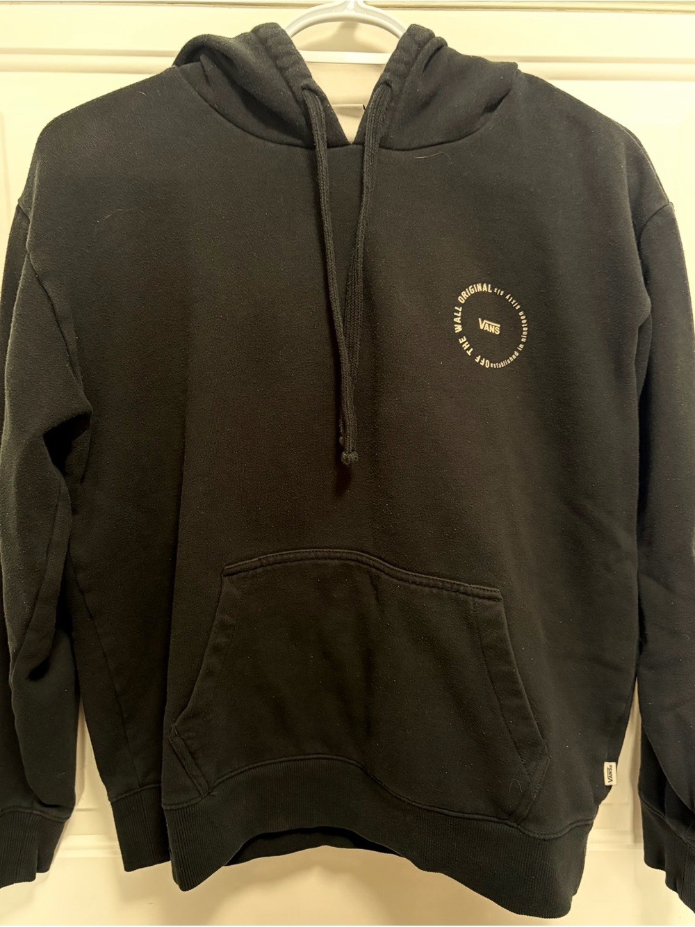 Vans Off The Wall Black Graphic Hoodie Pullover Logo Sleeve Adult Small - Picture 1 of 5